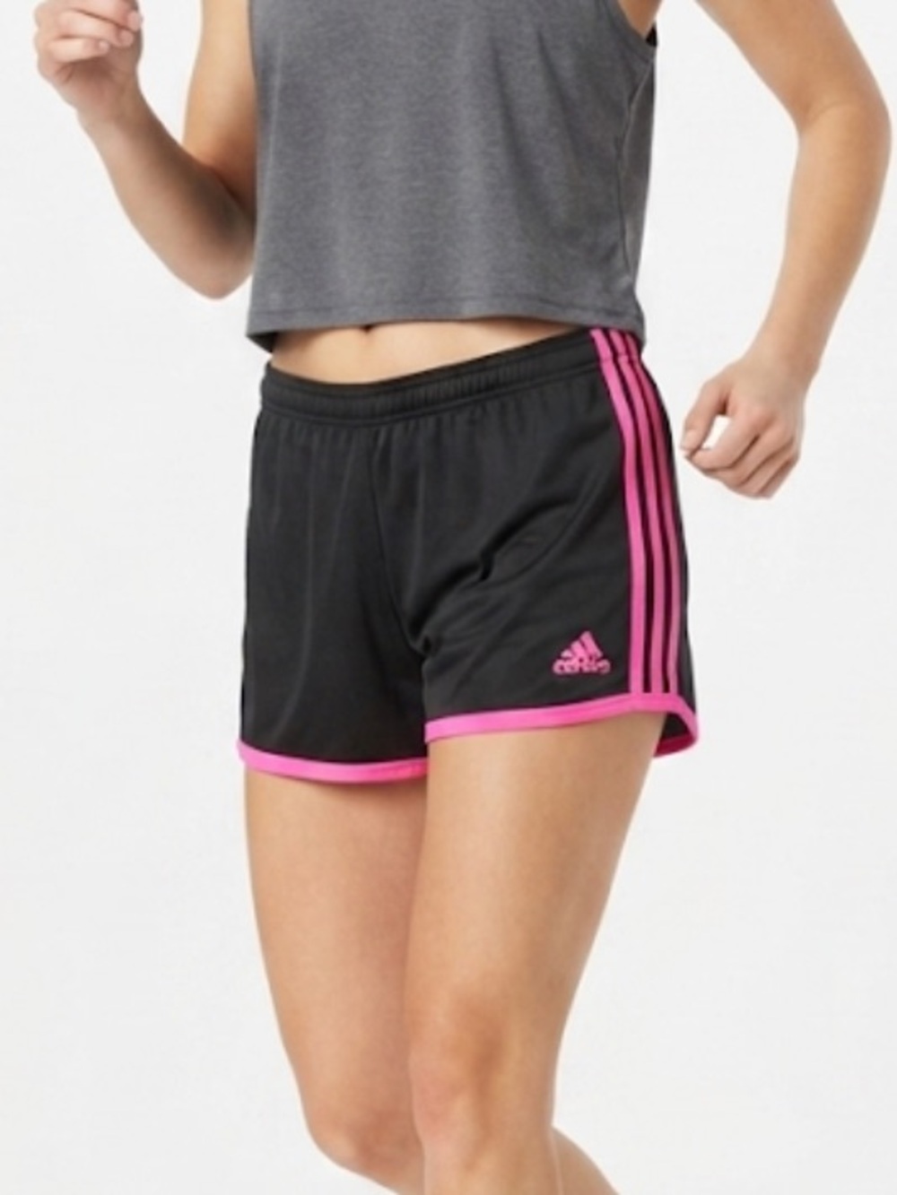 adidas Black Athletic Shorts with Pink Trim - Women's Running Shorts Size Large